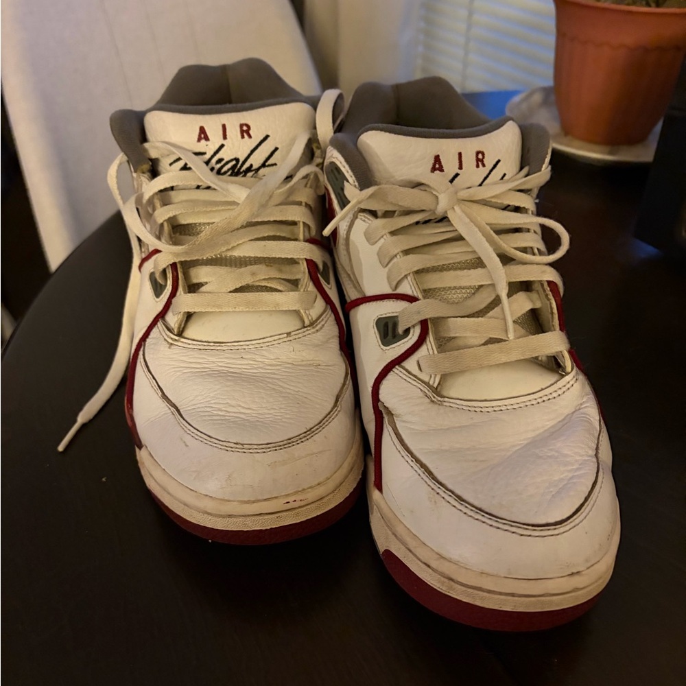 Nike Air Flight White and Burgundy Sneakers